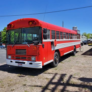 Red School Bus Converted to Food Truck