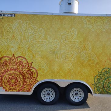 12ft Brightly Patterned Food Trailer
